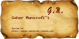 Geher Manszvét névjegykártya
